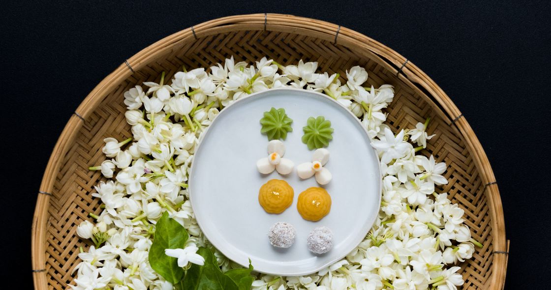 A Plate Of Eggs And Flowers