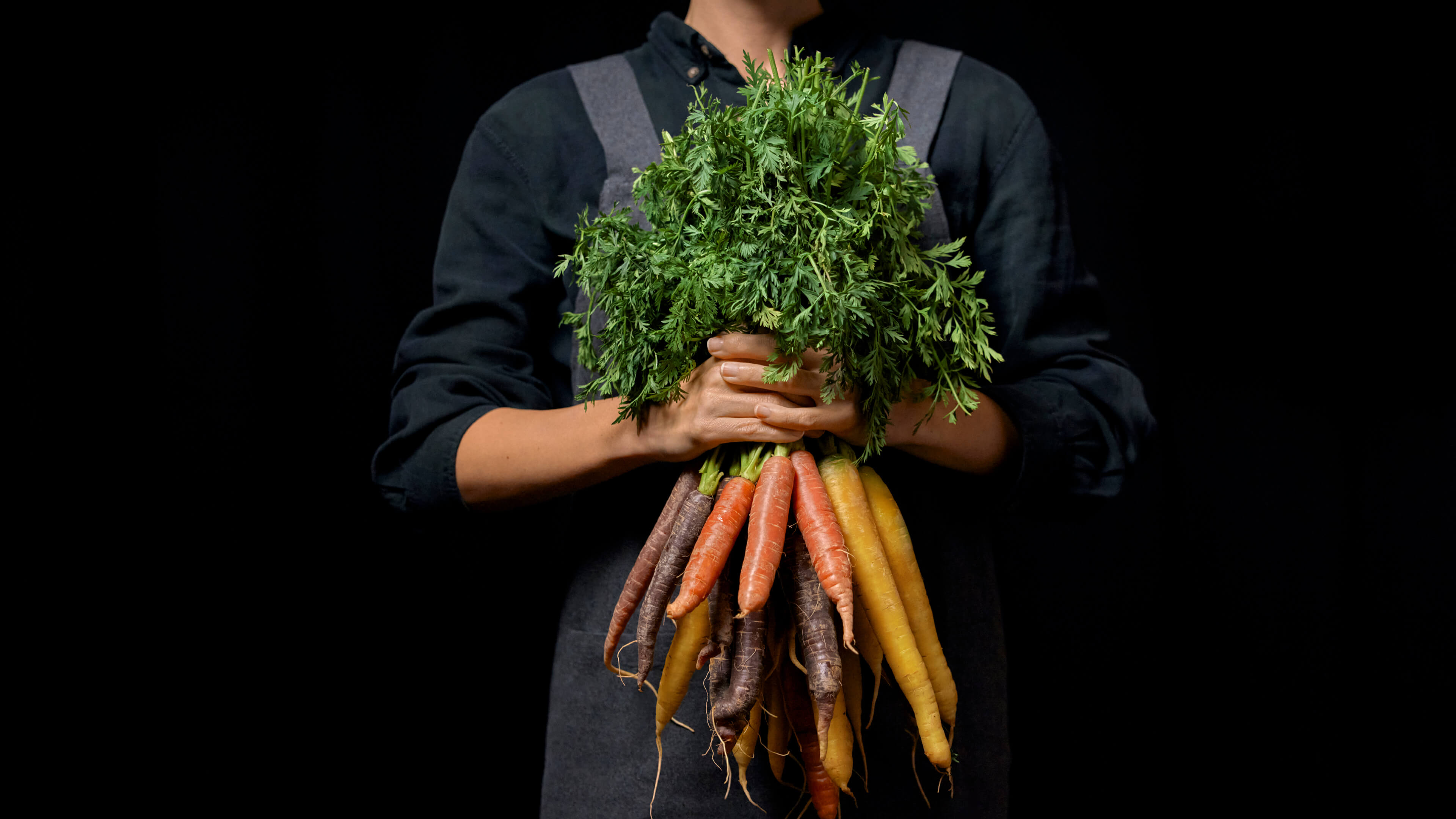 A Person Holding A Bunch Of Carrots